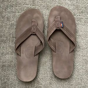 Mens rainbow leather flip flop